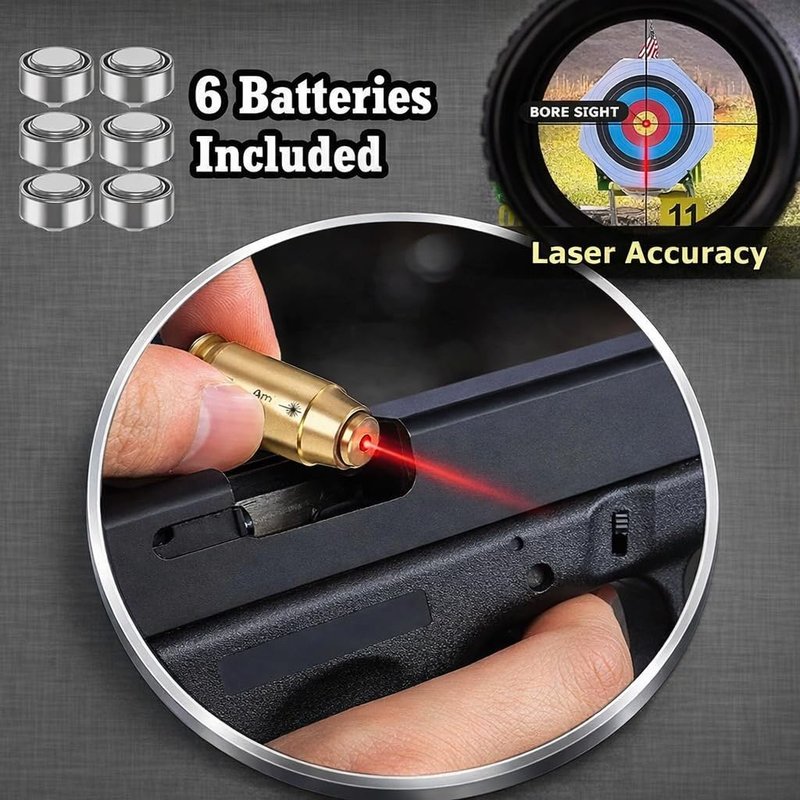 360 Tactical .45 CAL Red Dot Laser Boresighter Brass Cartridge Bore Sight Red Hunting Tool Boresight