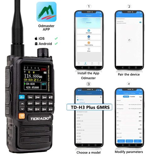 TIDRADIO TD-H3 Plus GMRS Handheld Radio Long Range Walkie Talkies USB-C Charging & Wireless Programming Multi-band Rechargeable Two Way Radios 2500mAh Battery NOAA Weather Radio Frequency Copy -2 Pack