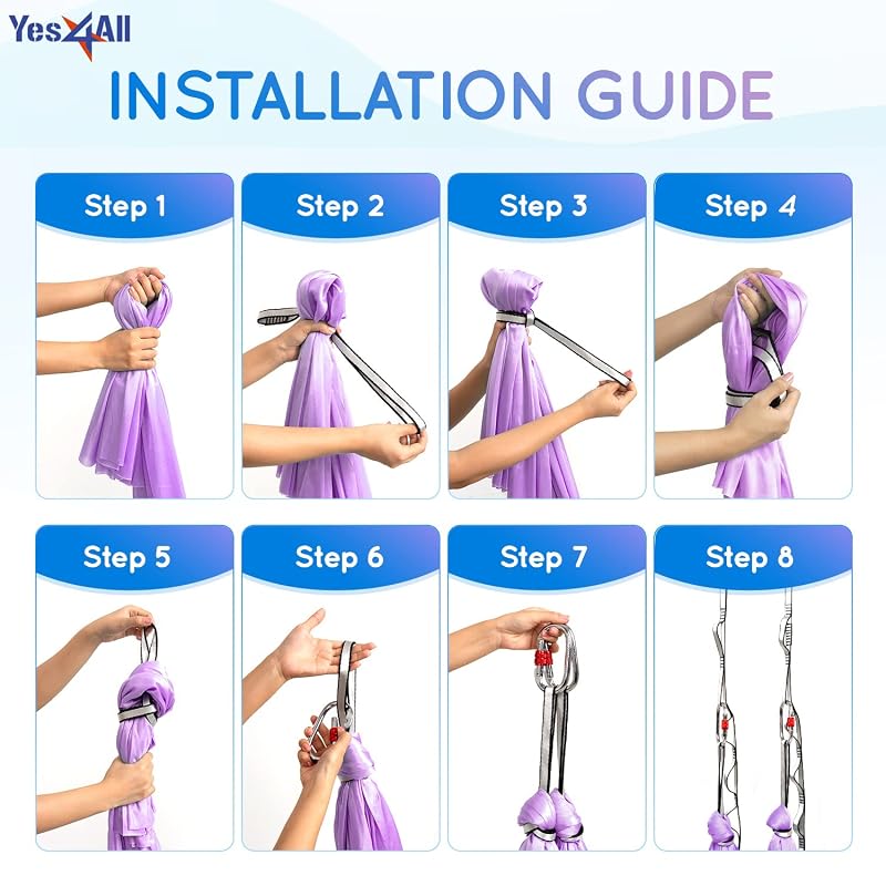 Yes4All Yoga Aerial Hammock Silk Swing Kit - 5m, 660 lb Capacity, Lavender Variation
