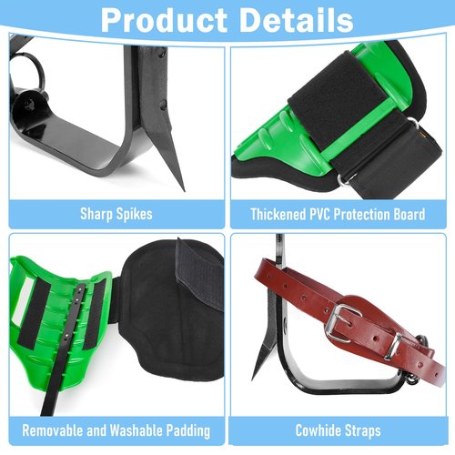 bimti Arborist Climbing Spikes,Height Adjustable Tree Climbing Gear for Tree Work with Removable Padding and Safe Belt for Fruit Picking, Hunting