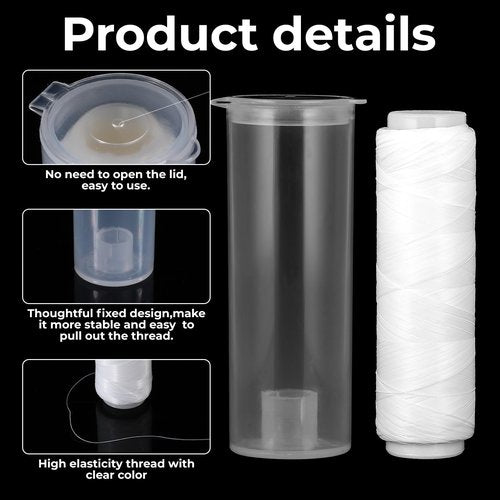 2 PCS Fishing Thread Bait Elastic 0.2 Mm Length Clear Fishing String Nylon Elastic Invisible Fishing Line Stretchy Bait String 656 Feet per Spool with Clear Storage Case