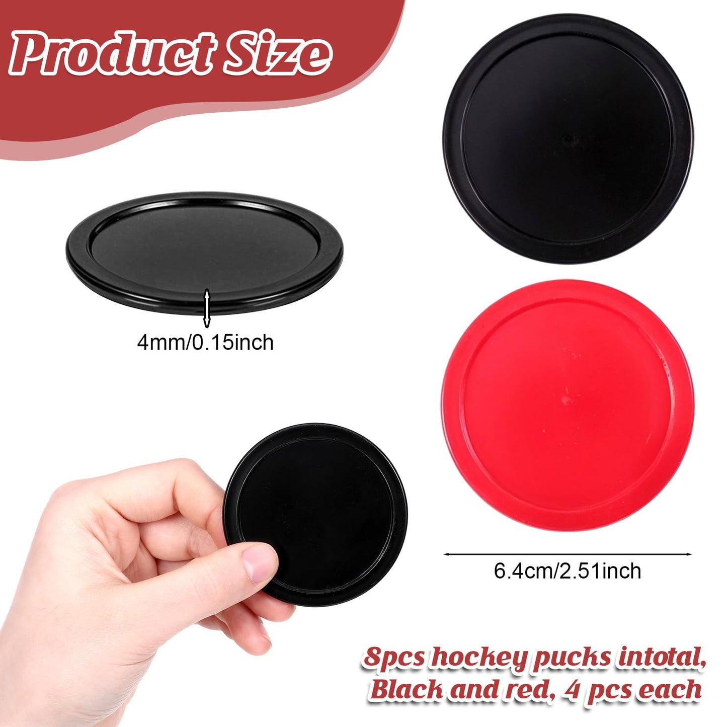2.5 Inch Hockey Pucks, 8 Pcs Air Hockey Pucks Set Durable Puck for Air Hockeys Table Compatible with Standard Pushers and Goals Hockeys Replacement Puck Parts Set Game Tables Accessories