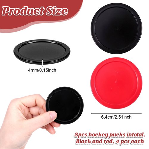 2.5 Inch Hockey Pucks, 8 Pcs Air Hockey Pucks Set Durable Puck for Air Hockeys Table Compatible with Standard Pushers and Goals Hockeys Replacement Puck Parts Set Game Tables Accessories