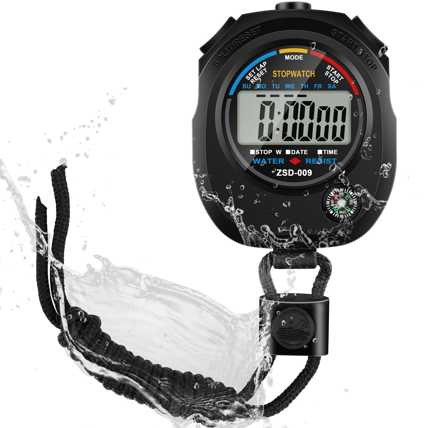 2 Pack Digital Stop watch Timer with 2 Whistle Set | Waterproof Stopwatch with Large Display Date, Time & Alarm | Sports Stopwatch for Swimming, Running and Fitness | Perfect for Coaches | Black