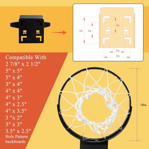PROGOAL Breakaway Basketball Rim 18 Inch Heavy Duty 5/8 Inch Steel Professional Flex Hoop Meets Official Game Standards Fits Most Backboards with All Weather Net Mounting Hardware Now in Black