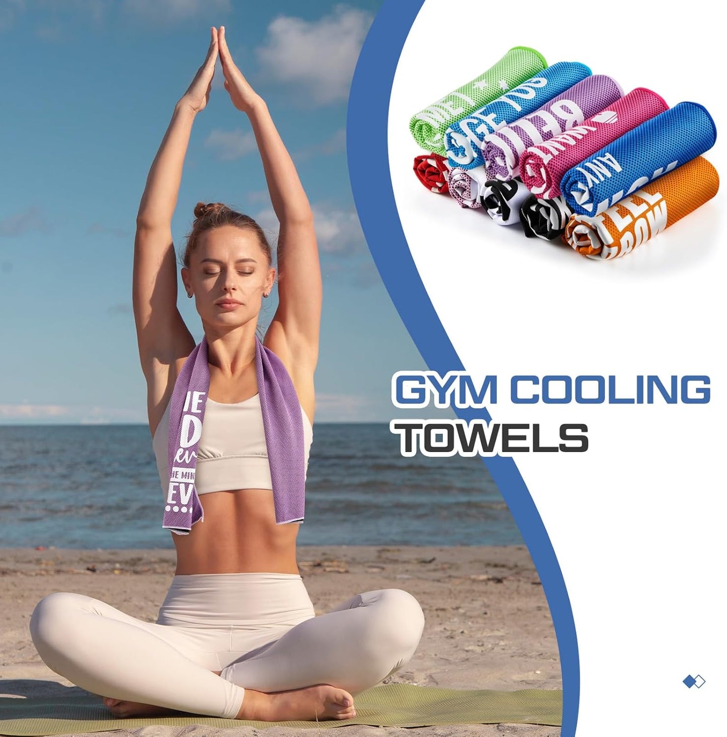 10 Pack Cooling Towel Fitness Gym Gift Sweat Workout Towels (40"x12") for Sports Exercise Fitness Neck and Face Yoga Athletes Sports