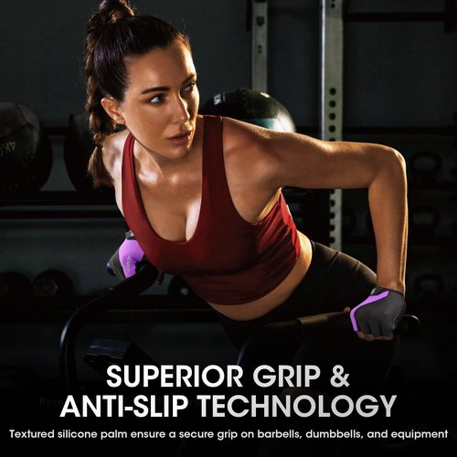 HTZPLOO Workout Gloves for Men Women,Weight Lifting Gloves for Exercise, Gym Training, Fitness,Breathable and Excellent Grip (Purple, Medium)