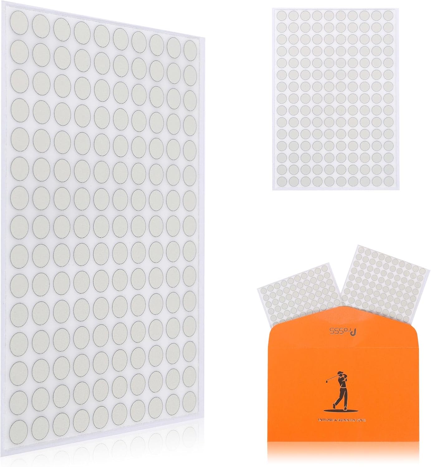 0.25" White Reflective Dot Stickers - 300 Pack with High-Reflective Glass Beads, Weatherproof Golf Ball Markers for Simulators & High-Speed Cameras