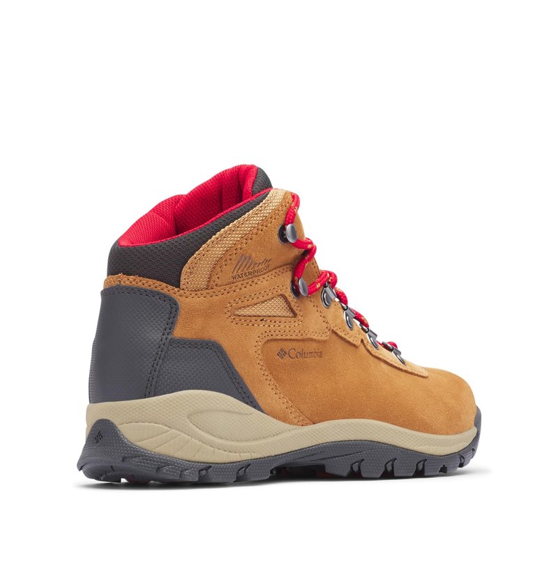 Columbia Womens Newton Ridge Plus Waterproof Amped, Elk/Mountain Red, 10.5