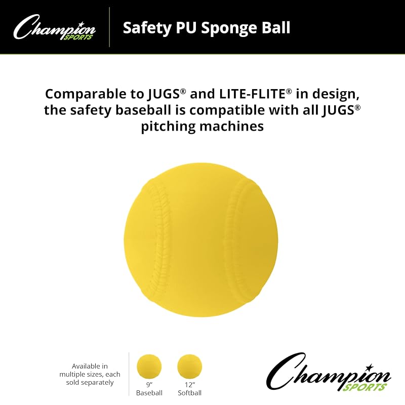 Champion Sports Safety Pitching Softball - Optic Yellow, 12" (Pack of 12) Variation