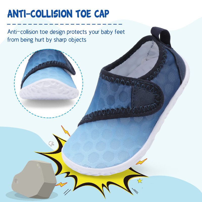 LeIsfIt Kids Water Shoes Toddler Girls Boys Swim Shoes Outdoor Quick-Dry Breathable Aqua Socks for Beach Pool Surf, Gradient Blue, 12 Little Kid