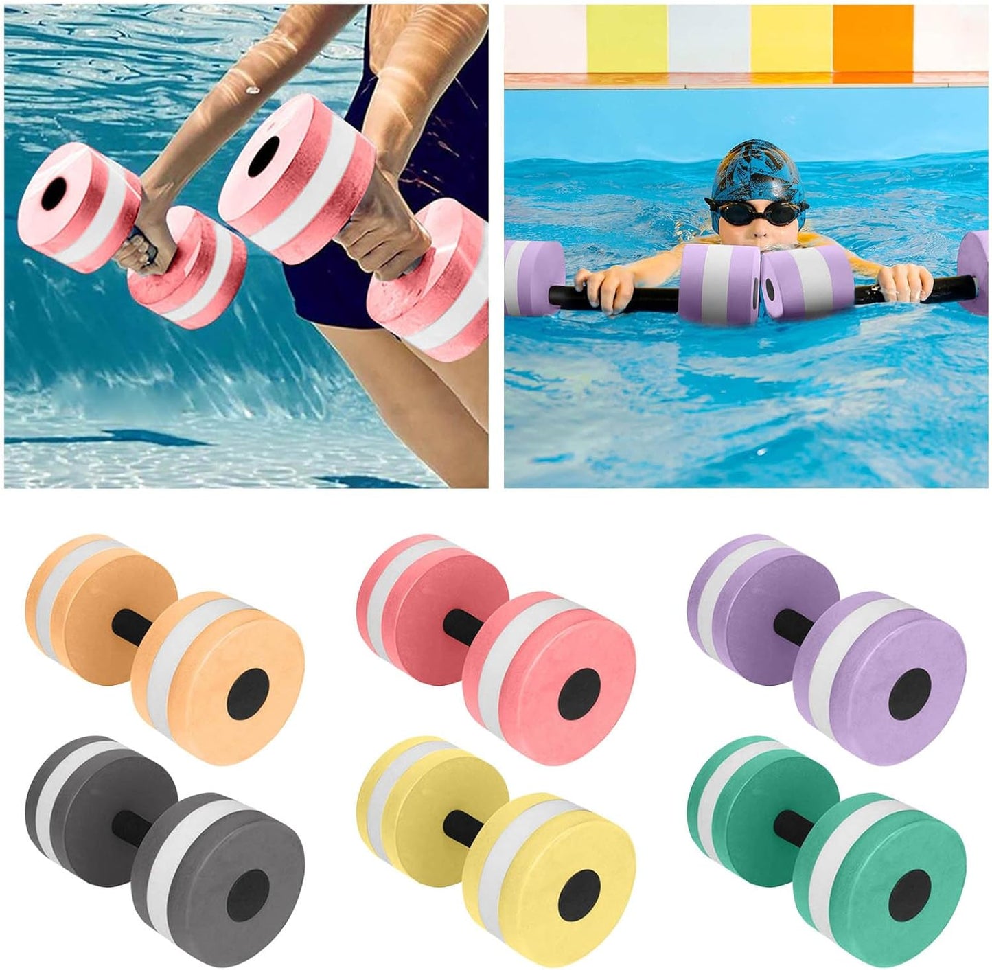 2-Pack Aquatic Foam Dumbbells - Lightweight EVA Pool Exercise Equipment for Water Aerobics & Resistance Training - Perfect for Swimming Pool Workouts