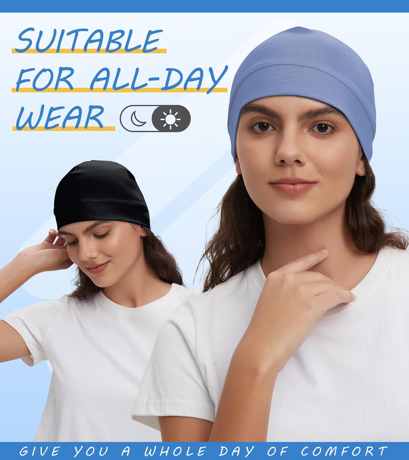 3 Pieces Cotton Skull Caps for Men Women Chemo Headwear Lightweight Beanie Sleeping Cap Helmet Liner