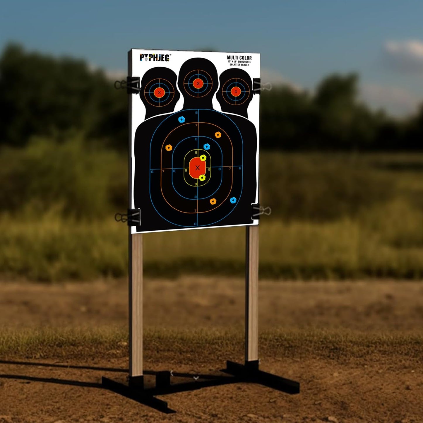 PTPHJEG 10 Paper Targets for Packet Ranges, Bulk for Hunting, Silhouette with Red Bullseye, Three Target Points (12x18 inches)