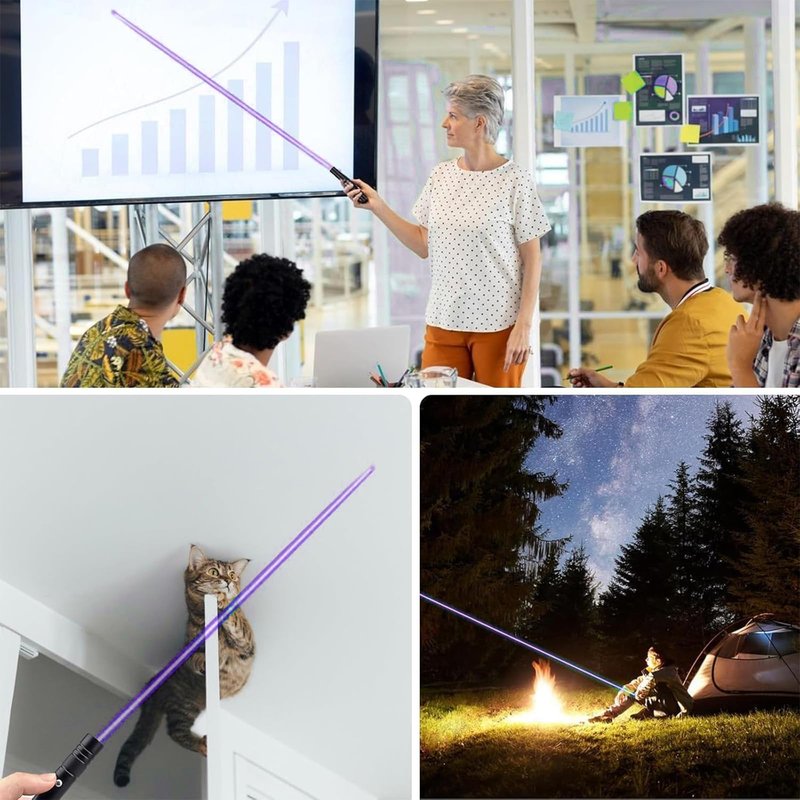 Purple Laser Pointer, High Power Laser Pointer, Suitable for Tv/LED/LCD Screen Demonstrations, Outdoor Exploration, and Construction Projects, with USB Charging Option