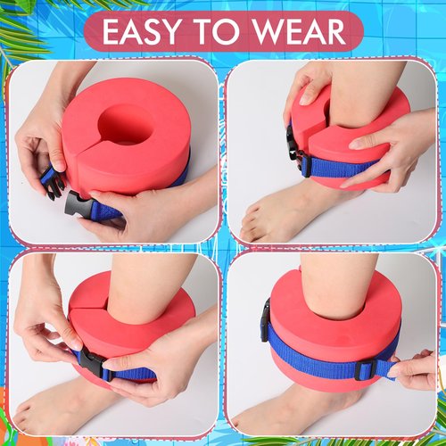 Hungdao Water Aerobics Set for Aquatic Exercise 1 Pair Swimming Glove 2 Pcs Foam Swim Aquatic Cuffs Water Weights Pool Resistance Fitness Equipment for Adults Swimming Training Workouts(Red)
