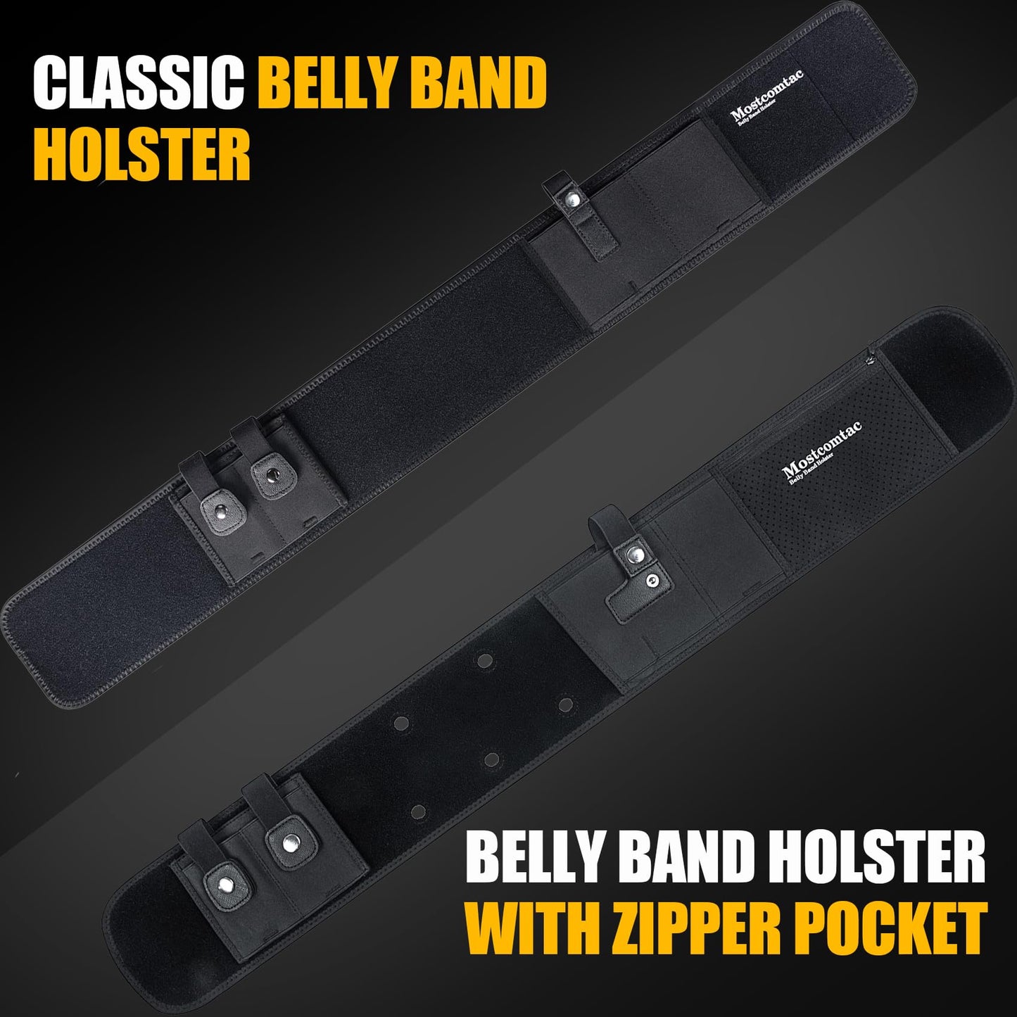 Mostcomtac Belly Band Holster for Men & Women - Breathable Neoprene Gun Holster, Multi - Pocket Tactical Belt for Outdoors, Fits G17-43x, Taurus G3C, G2C and Most 9mm and 381 Handguns(L-S)