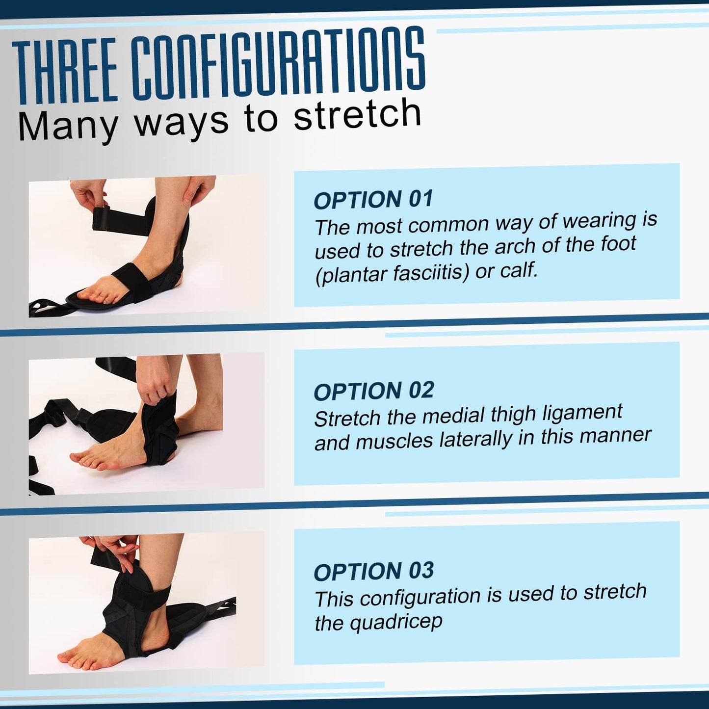 Foot and Calf Stretcher for Plantar Fasciitis, Achilles Tendonitis, Heel Spurs, Drop Foot. Yoga Stretching Strap for Leg, Thigh and Hamstring (Black)