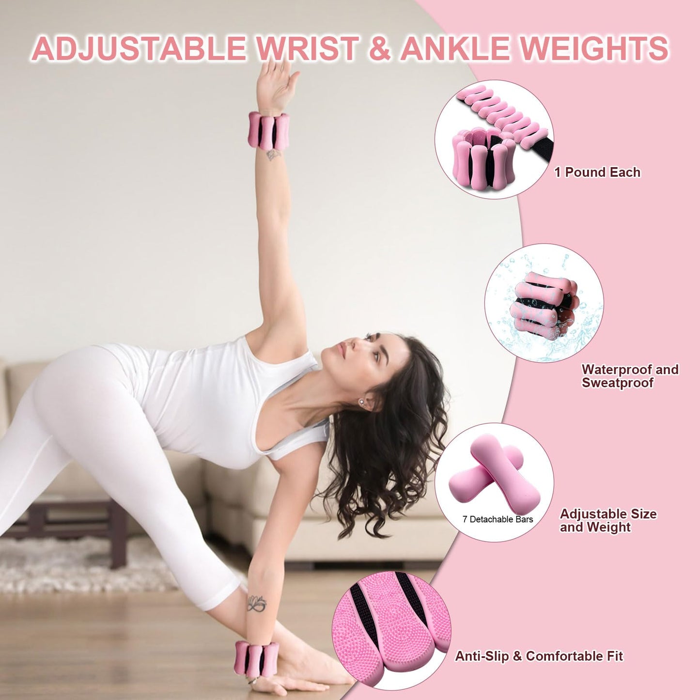 KANGFITER Pilates Ring Set 11 PCS, Magic Circle Yoga Ring, Pilates Ball, Adjustable Ankle Wrist Weights, Resistance Bands, Tape Measure, Pilates Kit Equipment Accessories for Women Home Workouts Yoga