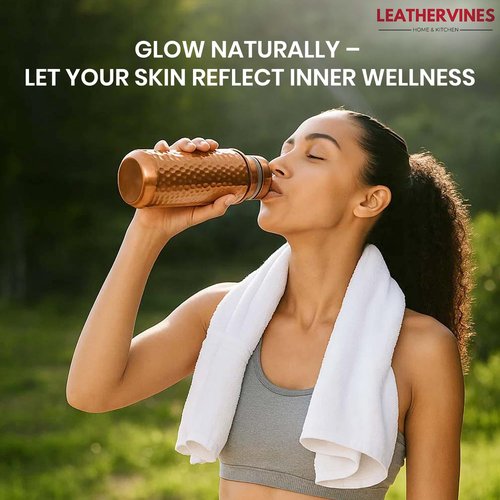 100% Pure Copper Water Bottle for Drinking 2L with Lid| Leak Proof Ayurvedic Vessel to Support Digestion, Immunity | Lightweight, Eco-Friendly, Perfect For Travel, Best Gift for Wellness Lovers