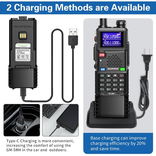 Ham Radio Baofeng Radio Long Range 5RM 10W Handheld NOAA Emergency Weather Radio 3800mAh Battery Rechargeable Walkie Talkies for Adults with Programming Cable,USB-C Charging for Survival Gear,2 Pack