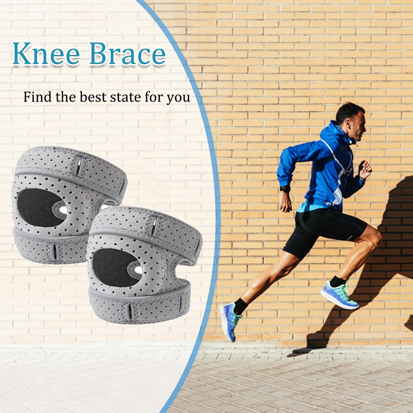2Pcs Wellknee Knee Brace, Knee Brace for Women Men Adjustable Knees Support, Patellar Pad Realign Knee Joint, Adjustable Tendon Support Sleeve Brace, Knee Support for Running Hiking and Sports (Large)