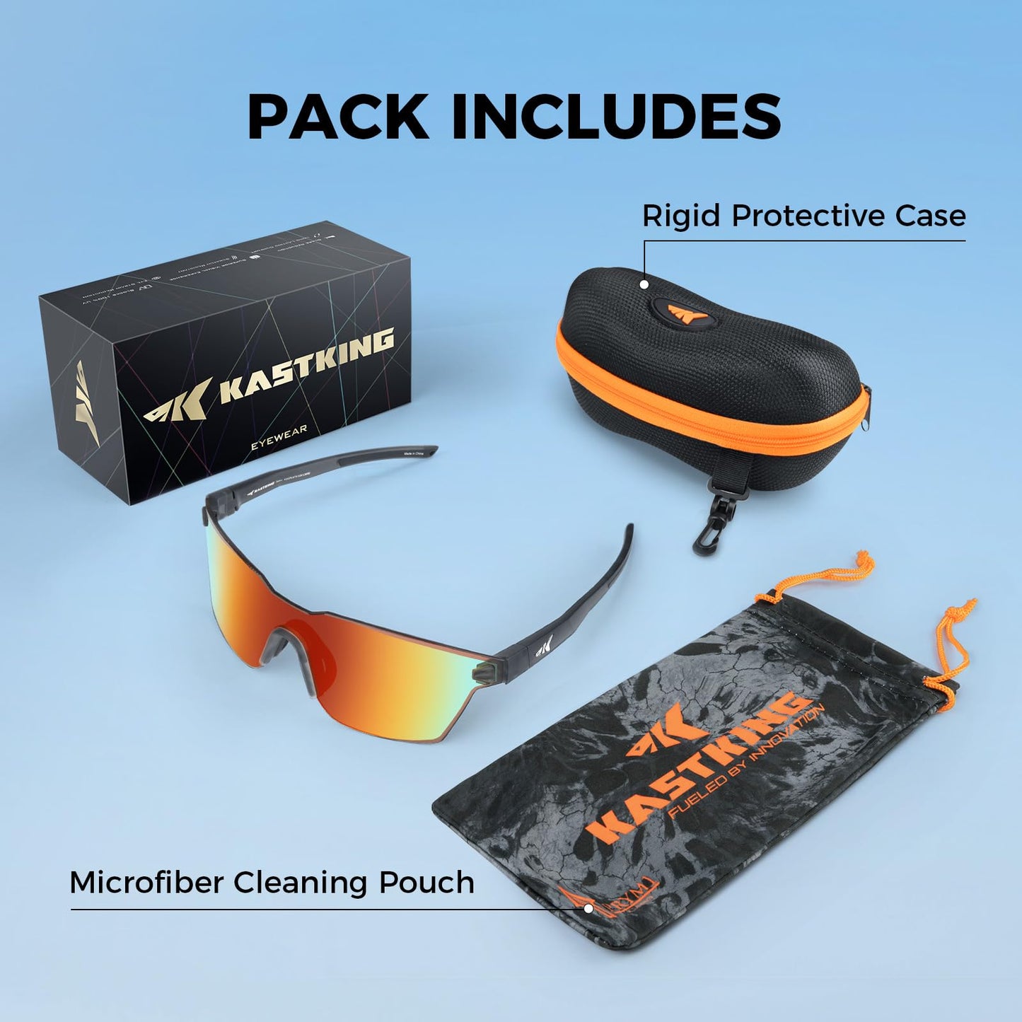KastKing Tarkio Polarized Fishing Sunglasses, Large Single PC Lenses, Rimless Wrap Design, UV400 Protection Sports Sunglasses