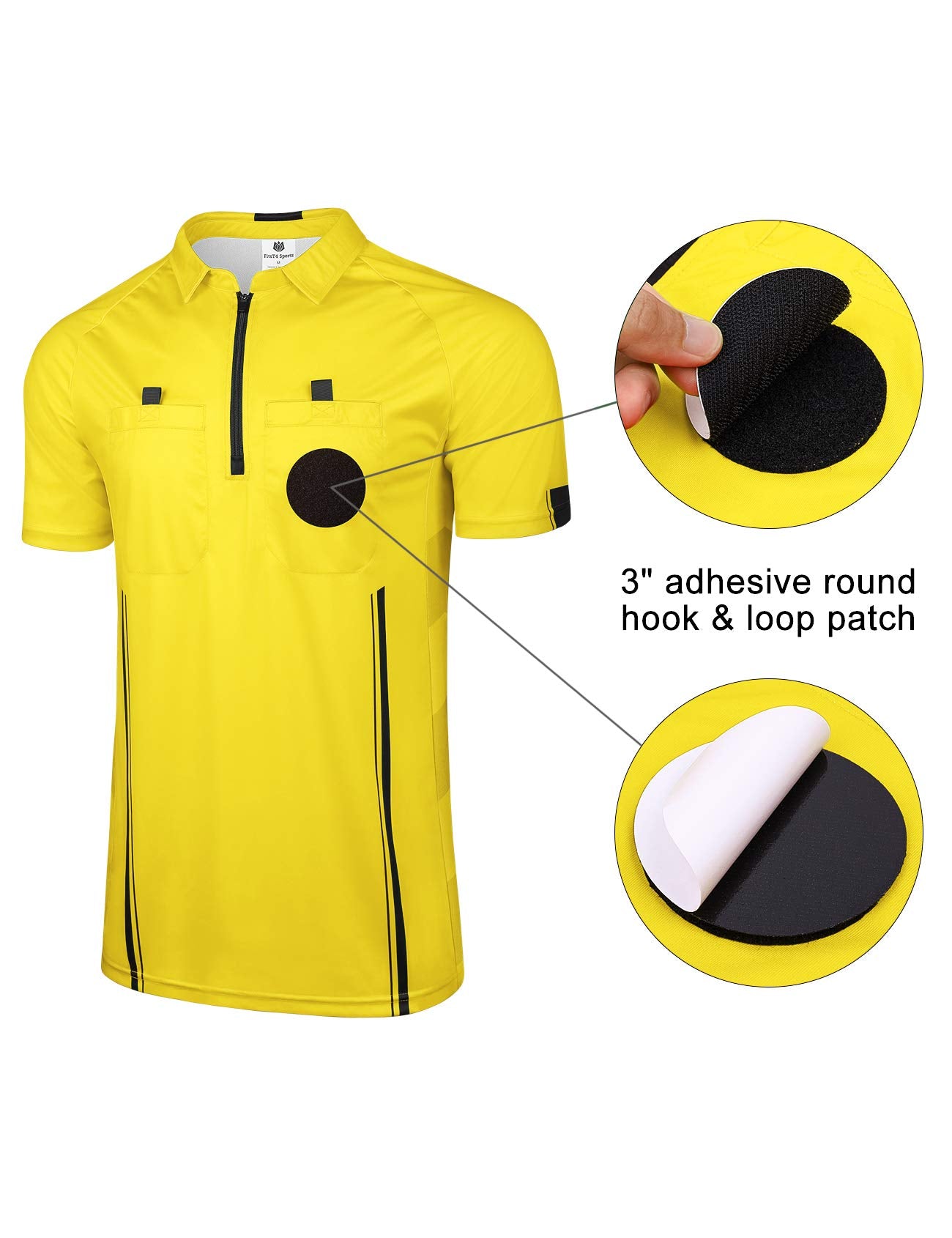 FitsT4 Sports Pro Soccer Referee Jersey Short Sleeve Ref Shirts Yellow 3X-Large