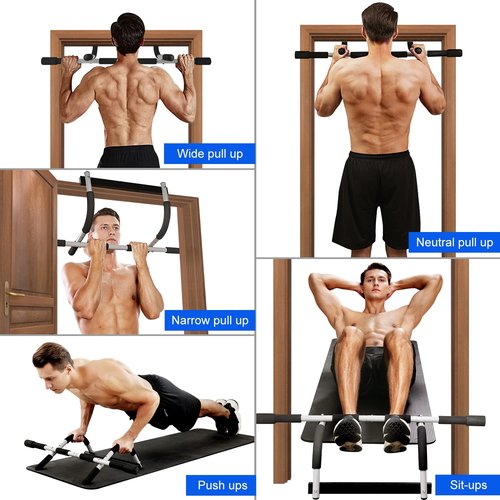 Doorway Pull Up Bar for Home Gym, Adjustable Width, Heavy-Duty Steel