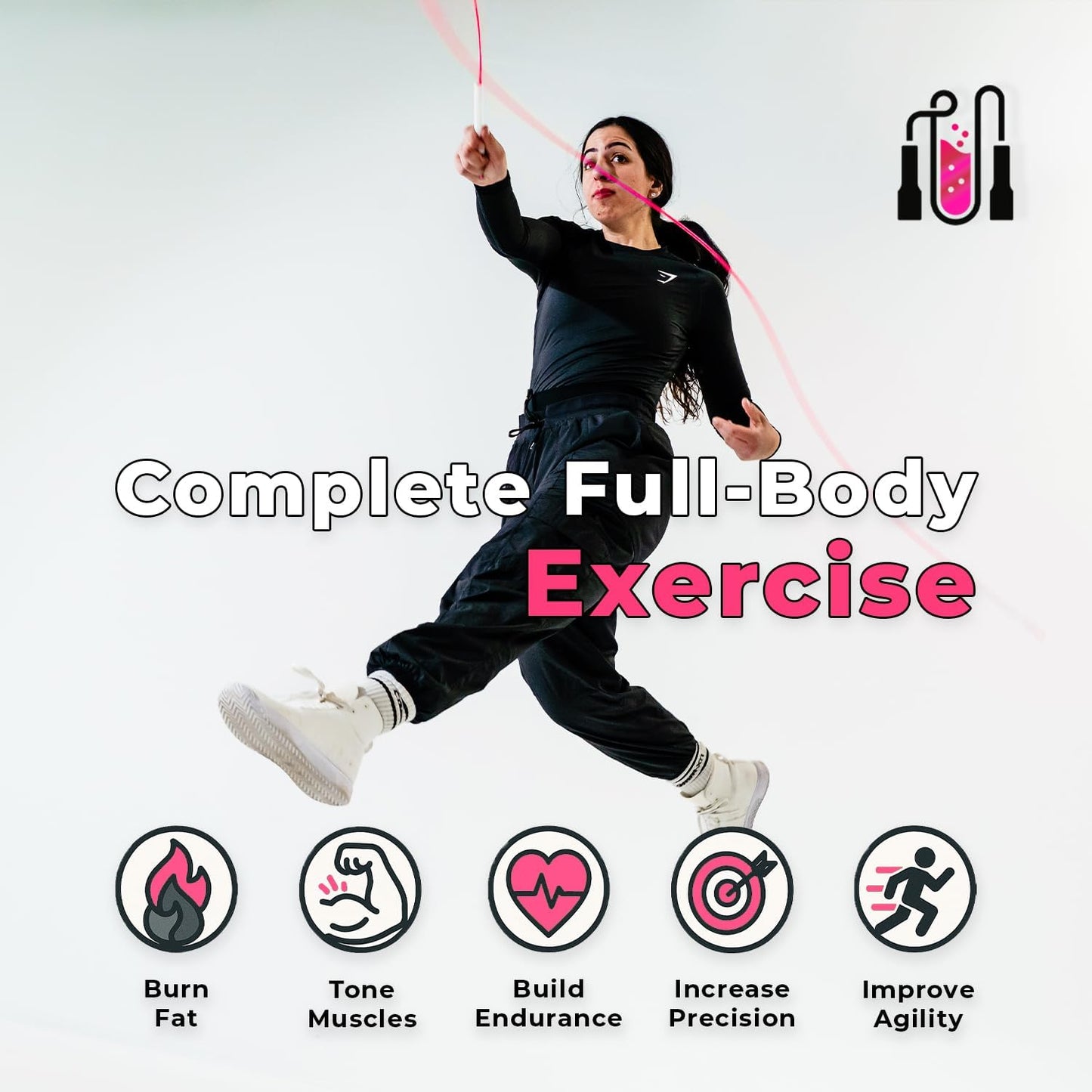 Jump Rope for Men and Women | Adjustable 10ft Skipping Rope | Freestyle/Speed Rope for Fitness, Cardio & Speed Training | Ergonomic Handles | 5mm Durable Cord | Tangle-Free