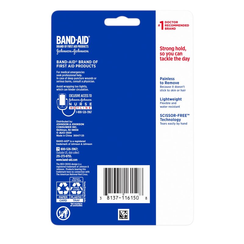 Band-Aid Brand of First Aid Products Tough Wrap Self-Adhesive Bandage Wrap, Elastic & Water-Resistant for Minor Wound Care & Dressing, Flexible Fabric, Lightweight, Durable, 2 in by 2.5 yd