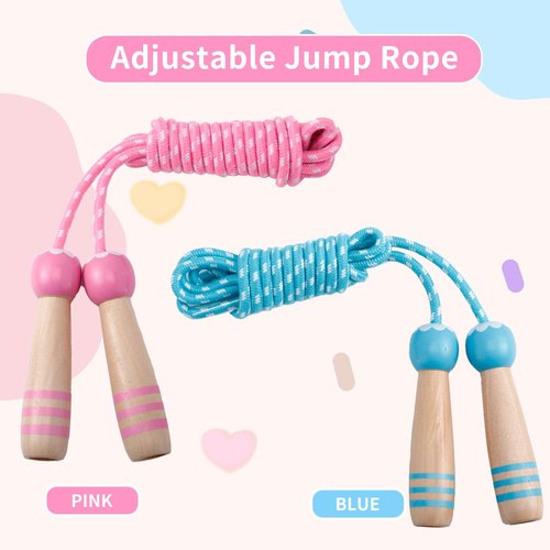 2 Pcs Jump Rope for Kids Adjustable (Pink+Blue)