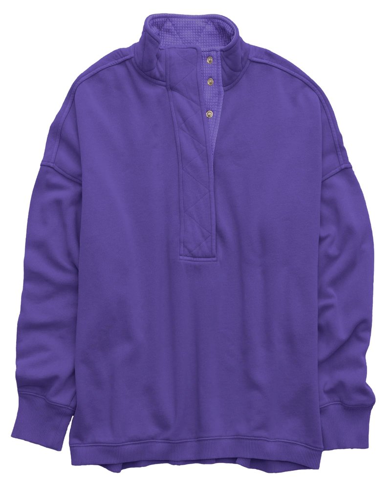 Gacaky Sweatshirt for Women Oversized Casual Long Sleeve Button Henley Neck Pullover Tops Fashion Outfits Clothes Purple S
