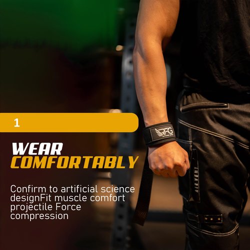 RFG Neoprene Lifting Straps for Gym Training – 24" Length, 2" width - Wrist Wraps for Weightlifting with 7mm Padded Cotton & Anti-Slip Silicone for Bodybuilding, Powerlifting & Deadlifts