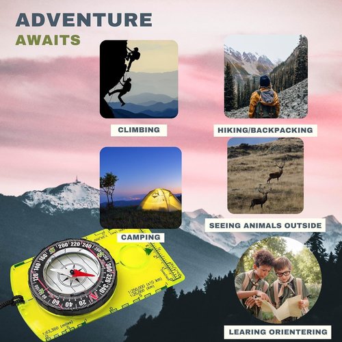 PixiPals 2pcs Orienteering Compass Hiking-Compasses boy Scout Kids- Magnetic Gear Set Navigation map- Brujulas orientacion-Backpacking Camping Hunting Survival. (2 Compasses), Green