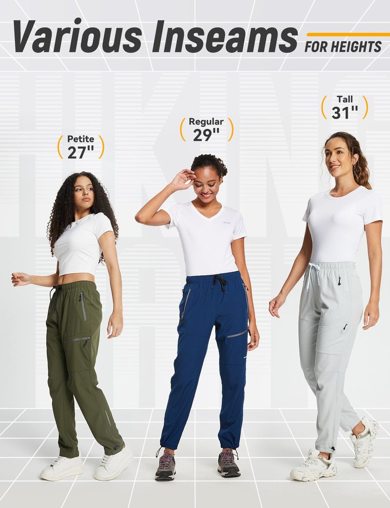 baleaf Women's Hiking Pants Quick Dry Lightweight Water Resistant Stretch Cargo Pants with Zipper Pockets Travel Camping 29''-Suntan 2XL