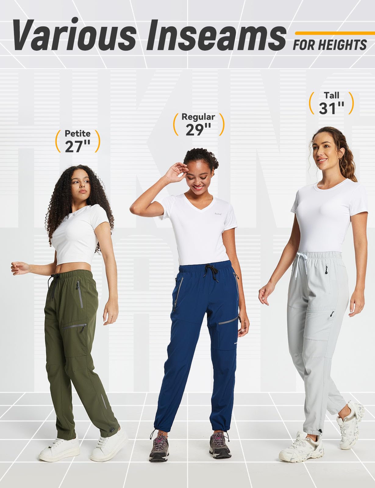 baleaf Cargo Pants for Women Petite Joggers Lightweight Quick Dry Pant Water Resistant 27'' Travel Workout Athletic Trip 27''-Bayou Blue 3XL