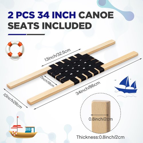 JellyArch 34 Inch Canoe Seats Nylon Webbed Seat Replacement Canoe Hardware (2 Pcs)