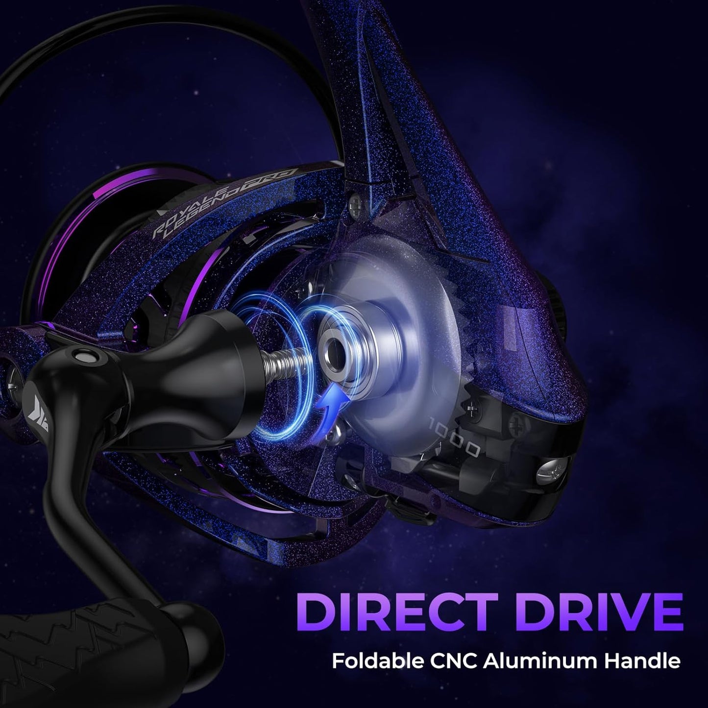 KastKing Royale Legend Pro Spinning Fishing Reel, Lightweight Yet Powerful, Digi-Cut Aluminum Gear, Aerodynamic Reel Rotor, 6.2:1 Gear Ratio, 25LBs Max Drag, TPE Handle Knobs, Unique Celestial Color