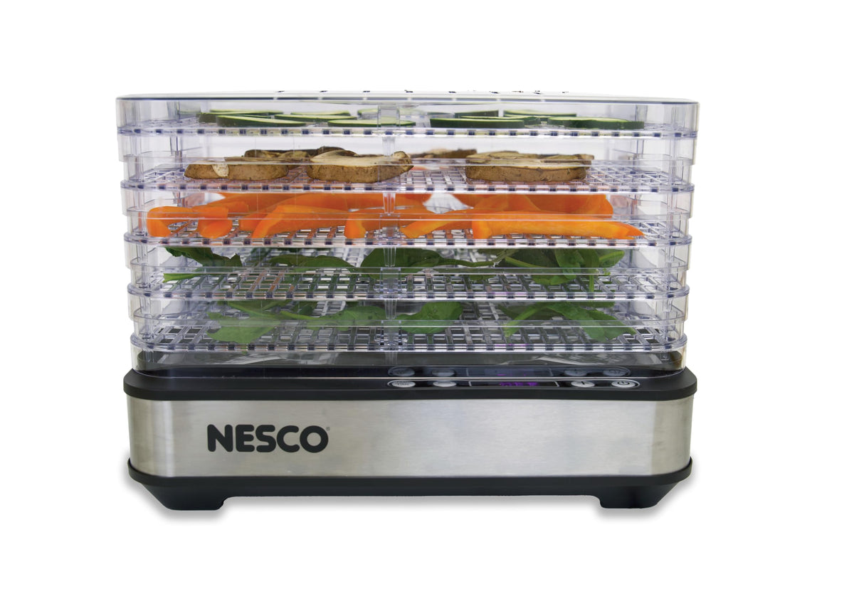NESCO FD-5TC Snackmaster Food Dehydrator – 5 BPA-Free Trays, Adjustable Temp Control, Compact Design for Jerky, Fruit, Herbs, Pet Treats, 420W