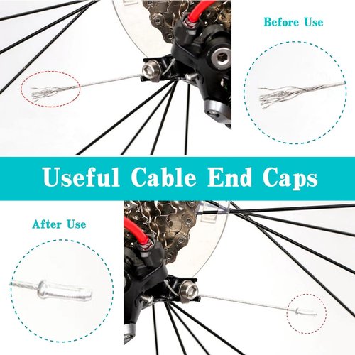 Bike Cable End Caps, Alloy Crimps, Brake Cable End Tips for Road Mountain Bicycle, Silver, Pack of 100