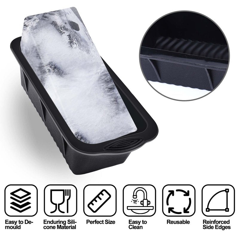 XANGNIER Extra Large Ice Block Mold,2 Pack 4.7lbs Ice Cubes for Cold Plunge or Coolers,Reusable Silicone Ice Molds for Ice Bath Chiller,Big Ice Tray
