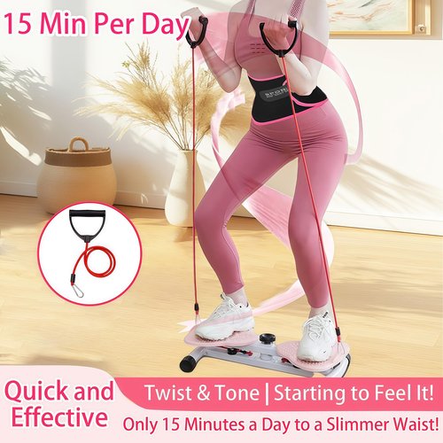 Waist Twisting Machine Waist Twister Board with Resistance Bands Twist Board for Exercise with Non-Slip Socks und Waist Trainer Belt for Women Belly Fat AB Twister (Blue)