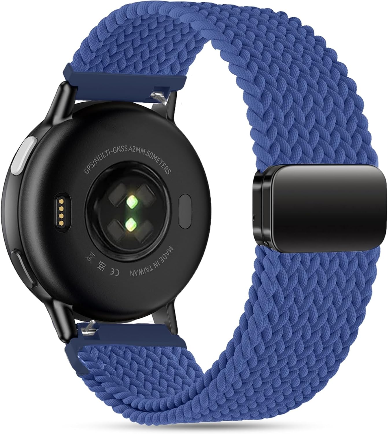 20mm Magnetic Braided Nylon Band Compatible With Garmin Vivoactive 6/Vivoactive 5/3/3 Music Watch Bands, Quick Release Stretchy Strap Replacement for Venu Sq 2/Forerunner 55/165/245/645