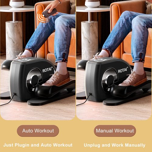 Under Desk Elliptical Machine, Ellipse Leg Exerciser as Seen on Tv, Rehab Electric Seated Leg Foot Pedal Exerciser for Home & Office with Remote and LCD Monitor (Black)