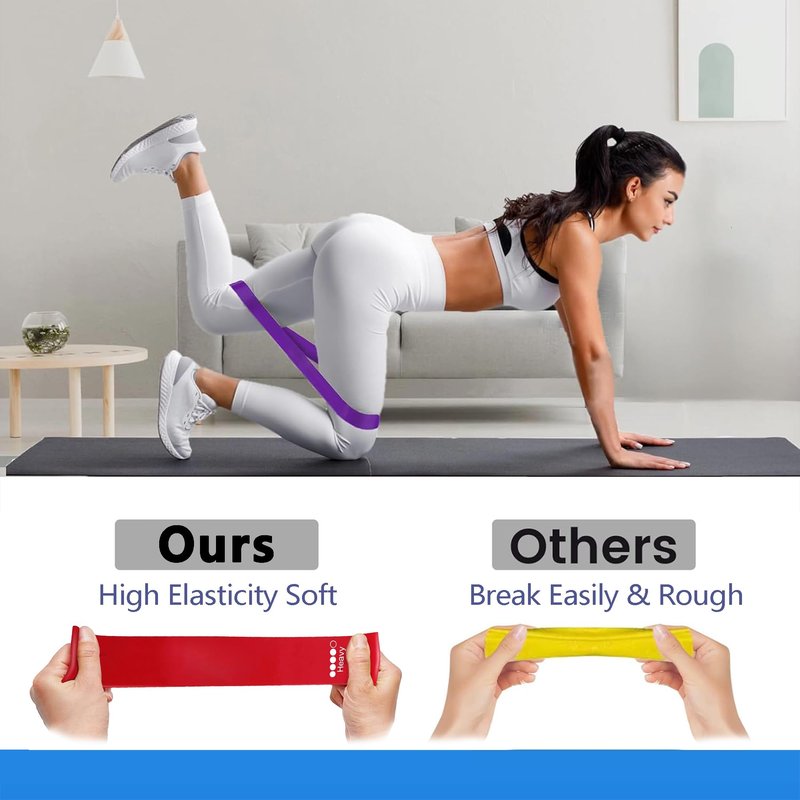 Resistance Bands for Working Out, Exercise Bands Set of 5, Elastic Bands for Exercise with Workout Guide and Carry Bag, Fitness Bands for Strength Training, Yoga, Pilates, Home Workout, Stretching