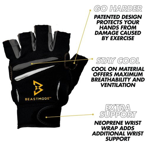Men's Beastmode Half Finger Fitness Gloves (Large)
