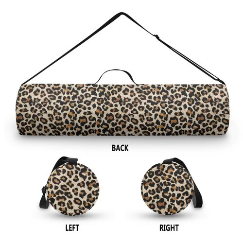 Pzuqiu Leopard Print Yoga Mat Bag for Women & Men Travel Yoga Gym Bag for Thick Exercise Yoga Mat Full-Zip Yoga Mat Carrier Bag for Class Workout Park with Adjustable Strap, Pzu-BZT26