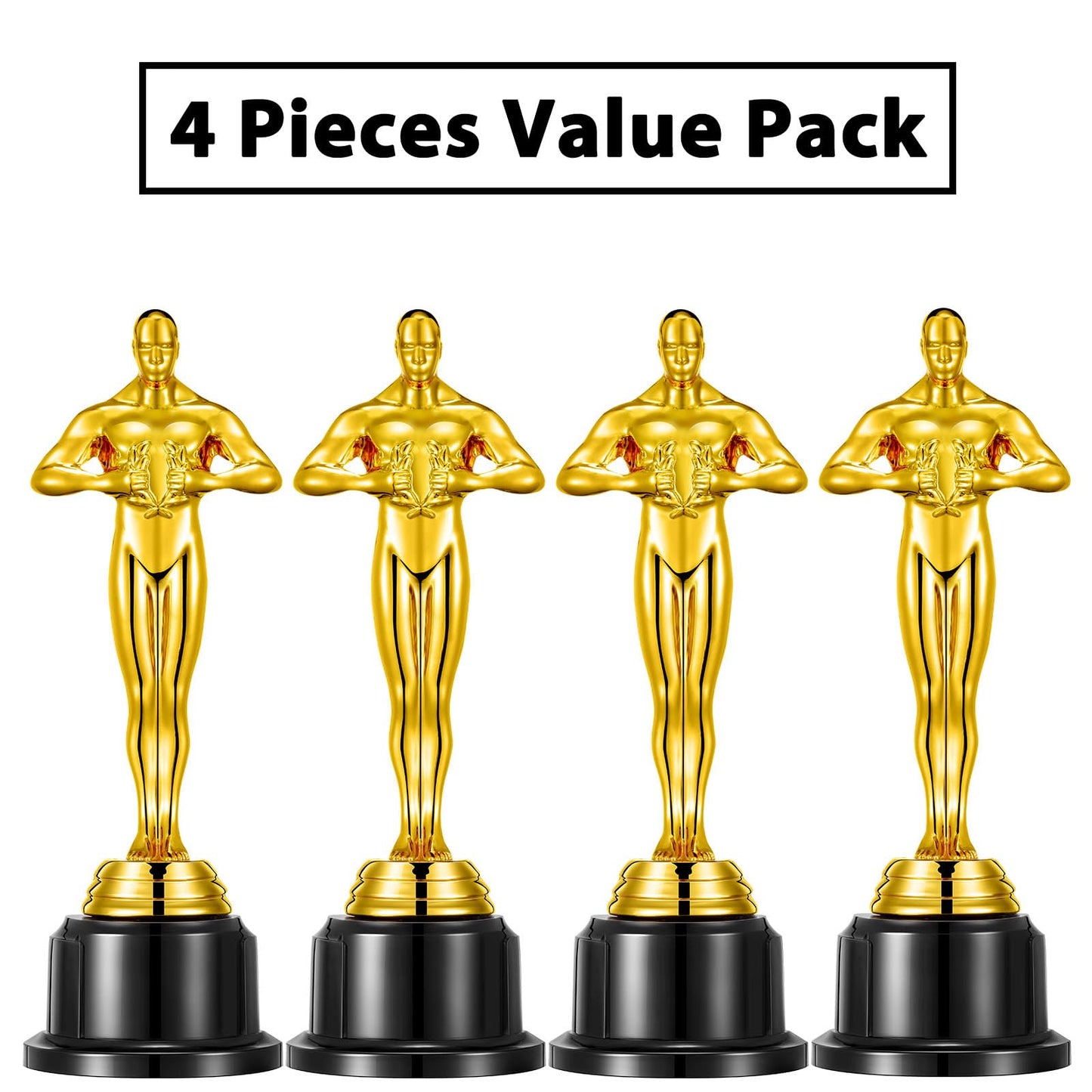 10'' Gold Award Trophy,4 Pack Gold Award Statues,Trophy for Award Ceremony,Celebration,Party Decorations,Party Props and Appreciation Gift