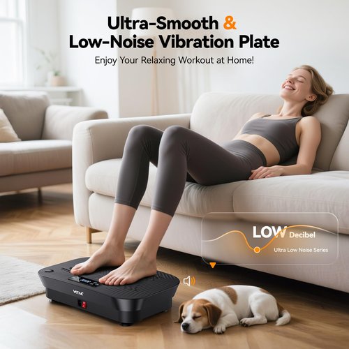 HTM Vibration Plate Exercise Machine - 180 Speed Levels, 350 lbs Weight Capacity, Remote Control, Portable Whole Body Workout Platform for Weight Loss, Lymphatic Drainage, Home Gym Fitness Equipment